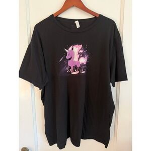 TeeTurtle T-Shirt Mens 2XL Unstable Games Unicorn Graphic Black Short Sleeve Tee